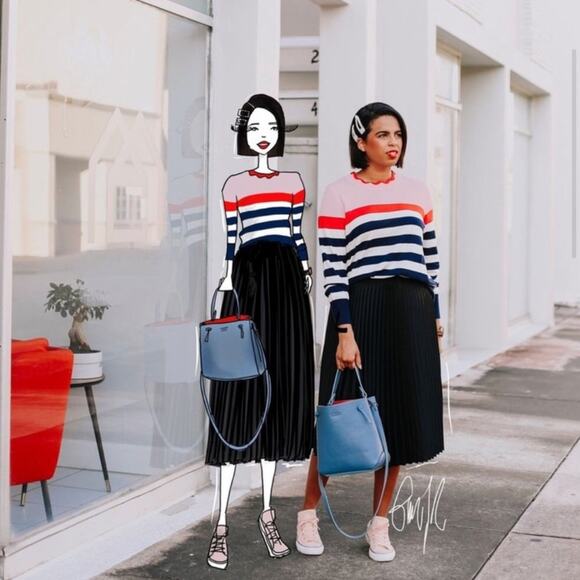 J.Crew Scallop Trimmed Pullover Striped Sweater - Picture 3 of 11